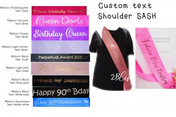 SHOULDER SASH - Front print only - Personalised custom print satin ribbon 